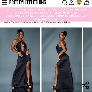 Black Satin Cross Neck Draped Maxi Dress pretty little thing